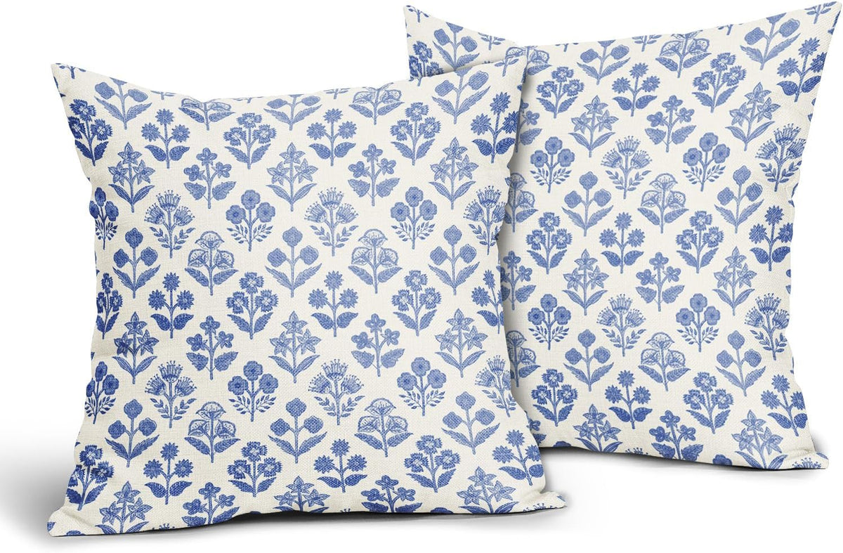 22"L x 22"W linen throw pillow accessories in Blue, alternate view 2