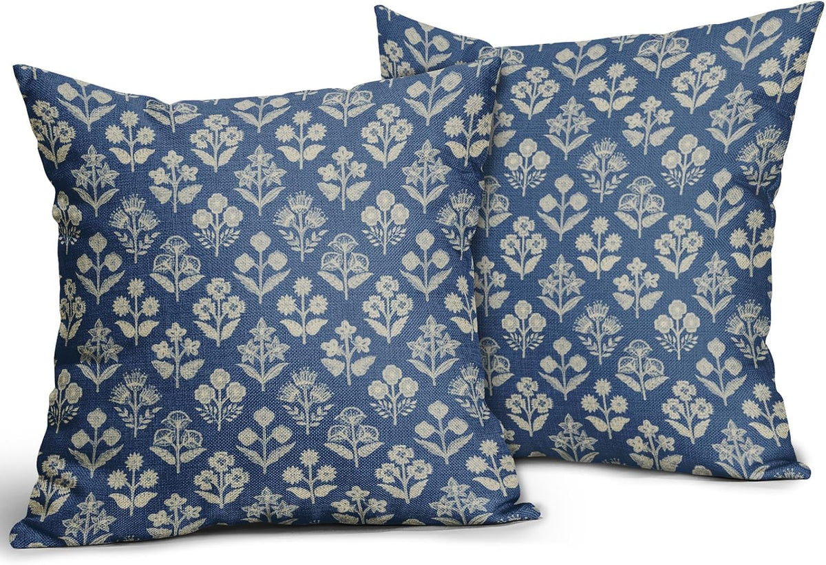 22"L x 22"W linen throw pillow accessories in Blue Cream, alternate view 2