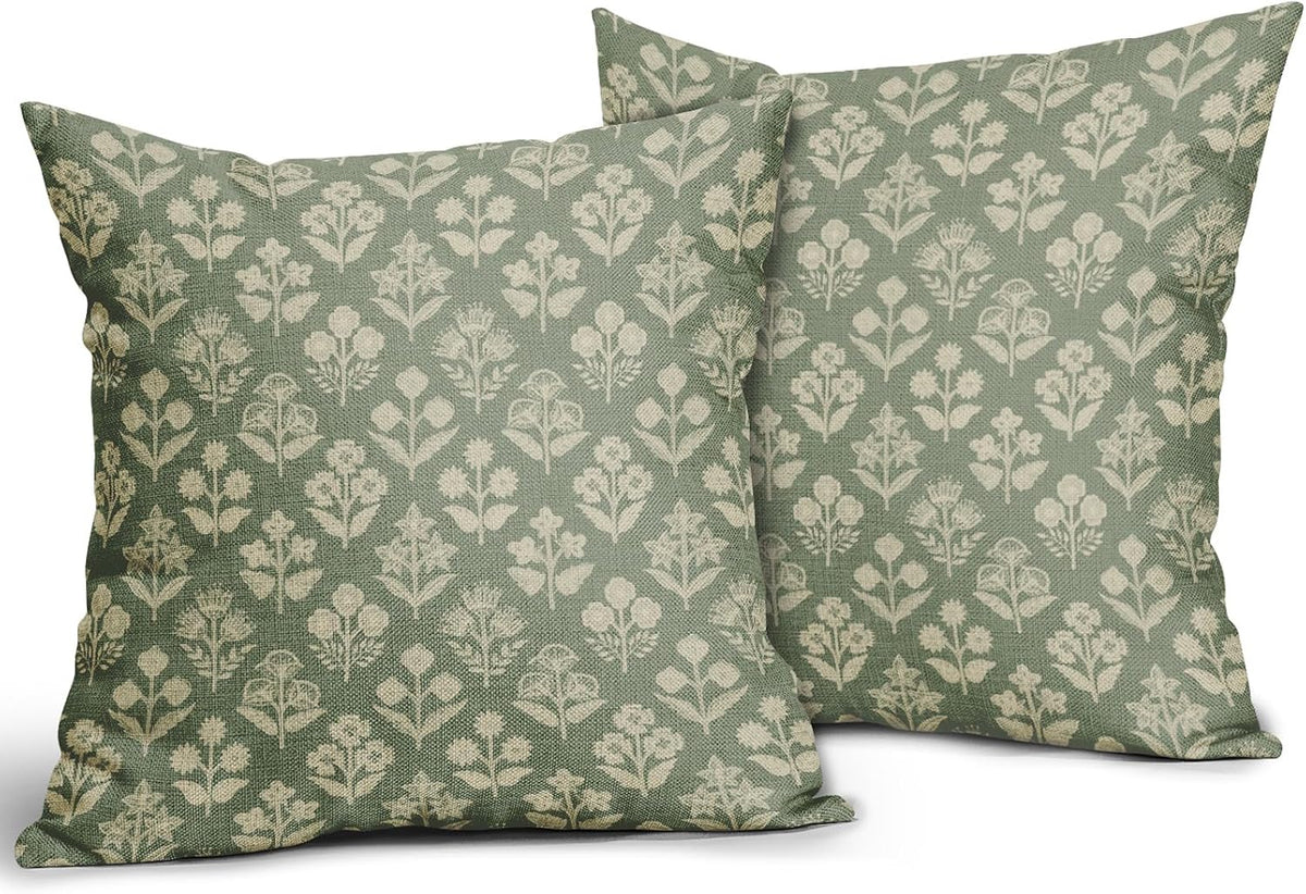 22"L x 22"W linen throw pillow accessories in Sage Green Cream, alternate view 2