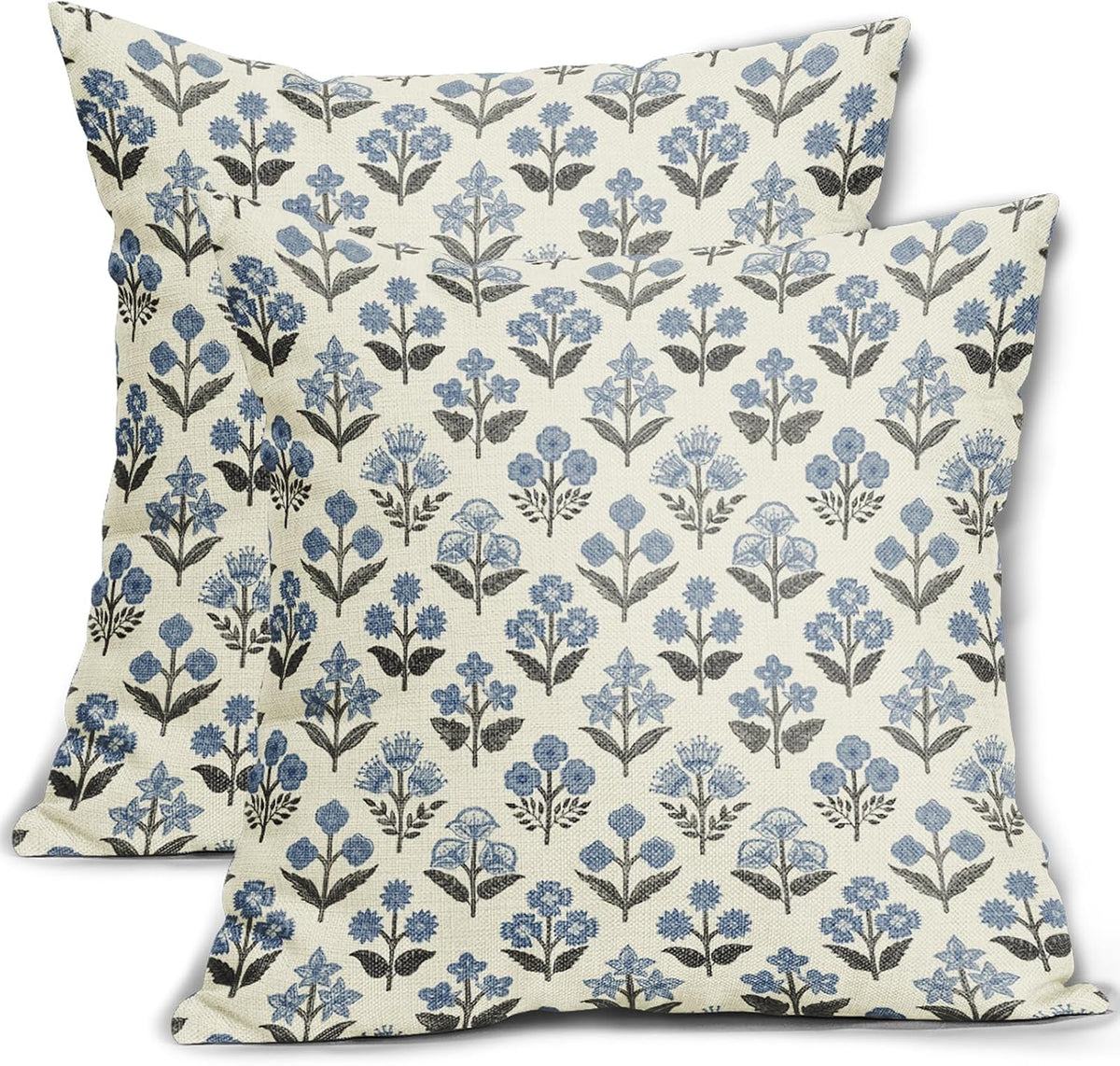 24"L x 24"W linen throw pillow accessories in Black Blue