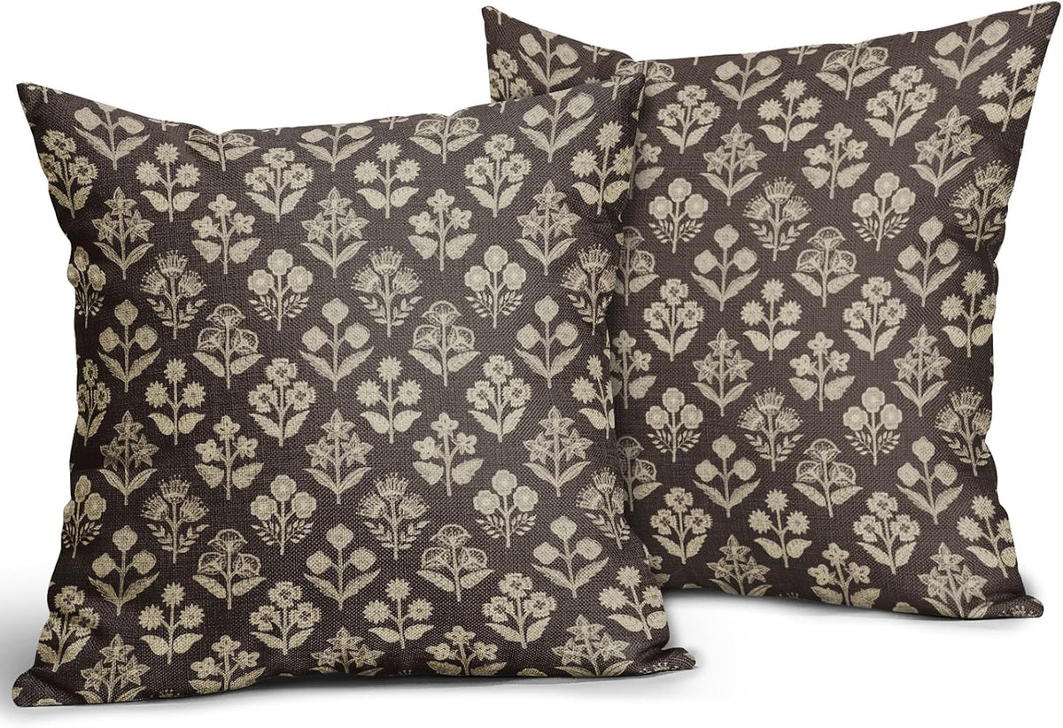 24"L x 24"W linen throw pillow accessories in Dark Brown Cream, alternate view 2