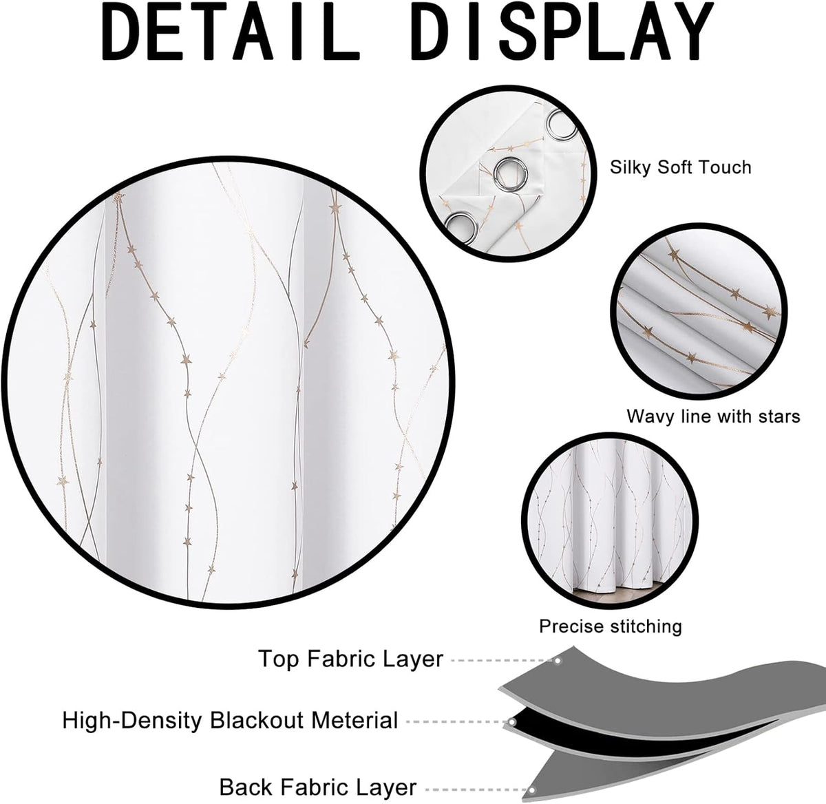 84"L x 52"W polyester curtains in White Gold, alternate view 3