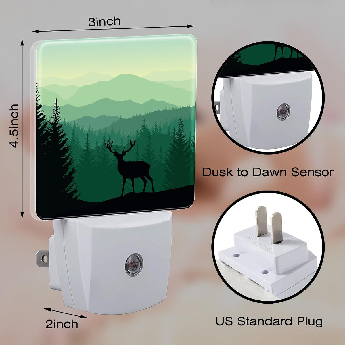 2.32"D x 1.14"W x 0.5"H plastic night lights & ambient lighting, alternate view 2