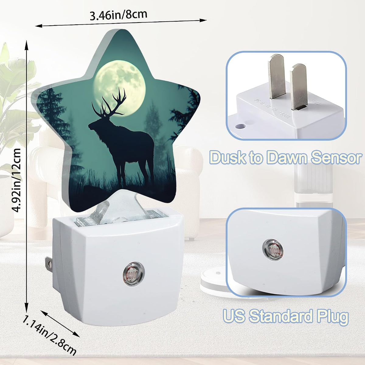 1.2"D x 3"W x 4.5"H plastic night lights & ambient lighting, alternate view 2