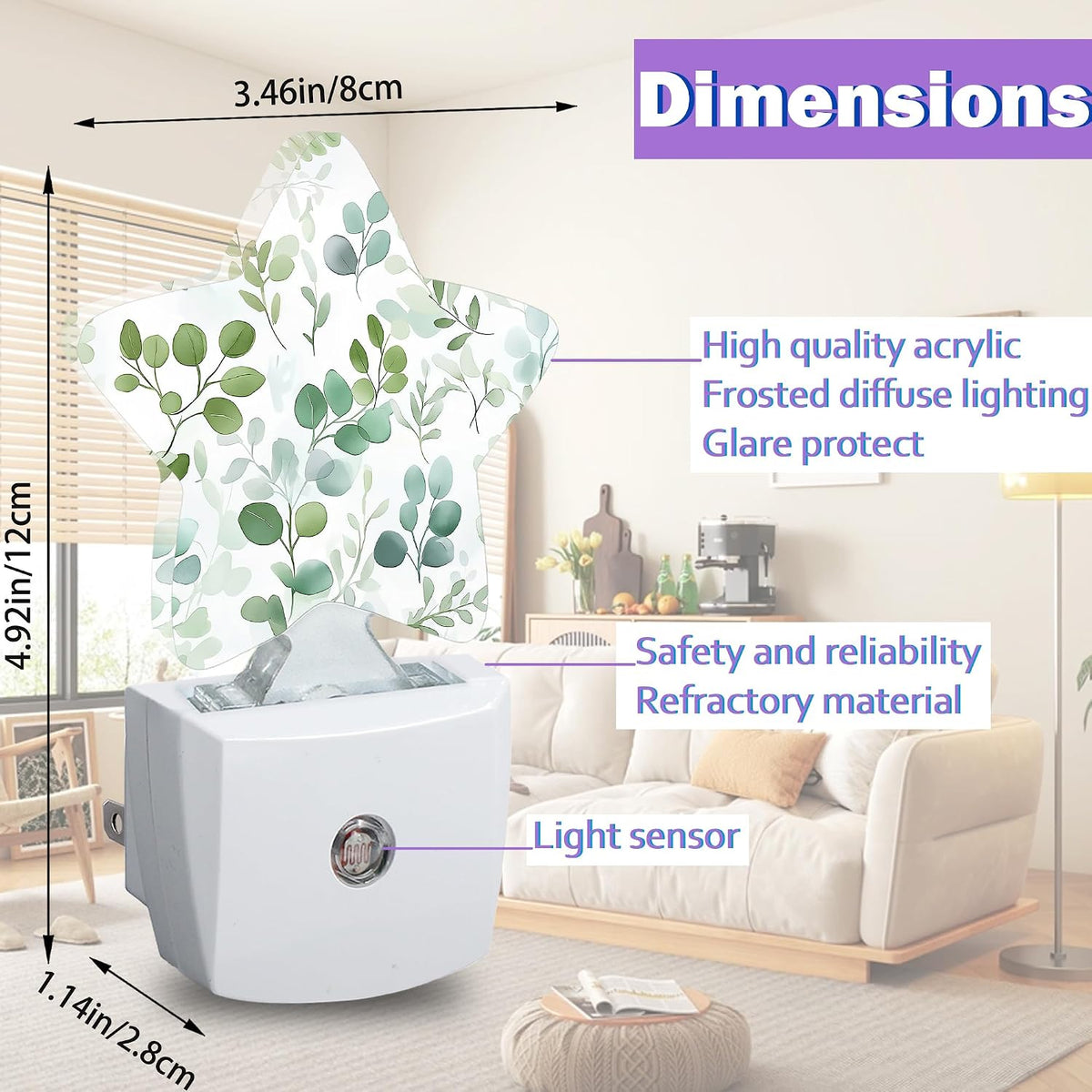 1.2"D x 3"W x 4.5"H plastic night lights & ambient lighting, alternate view 2