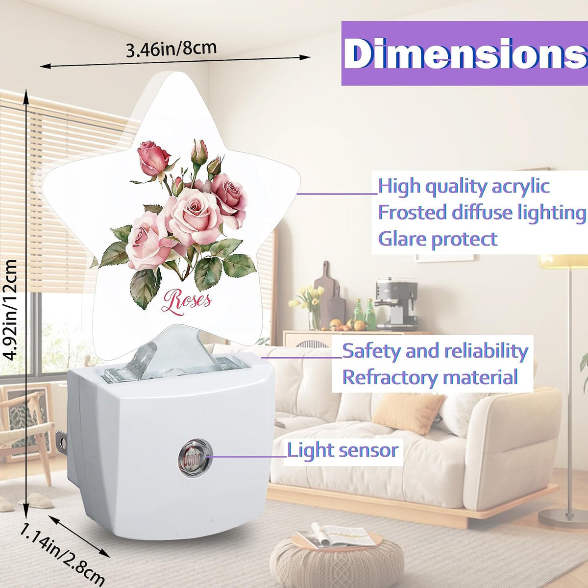 1.2"D x 3"W x 4.5"H plastic night lights & ambient lighting, alternate view 2