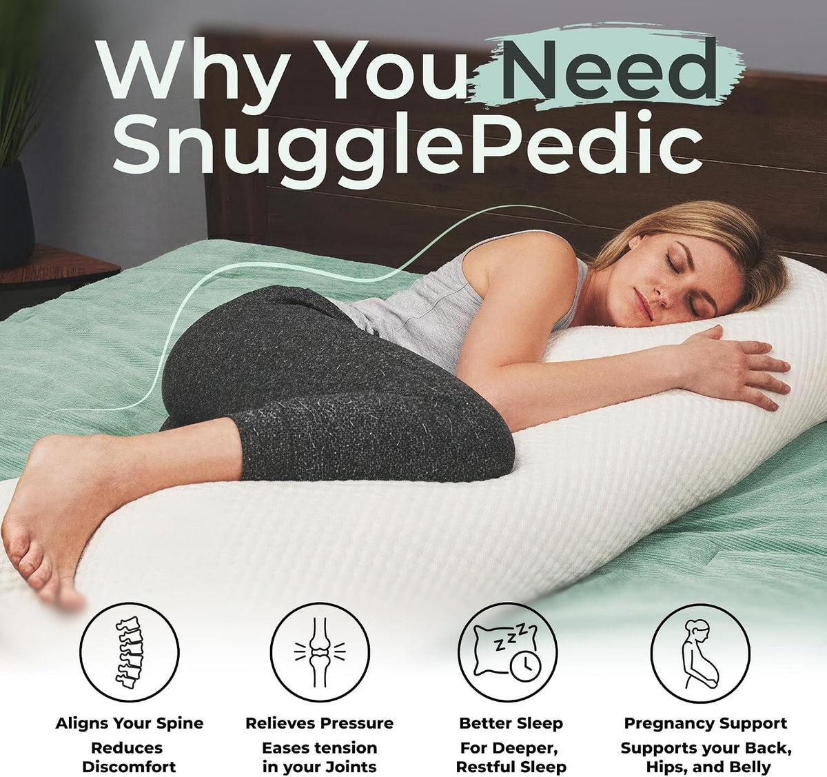 Body gel memory foam body pillows in Gray, alternate view 2