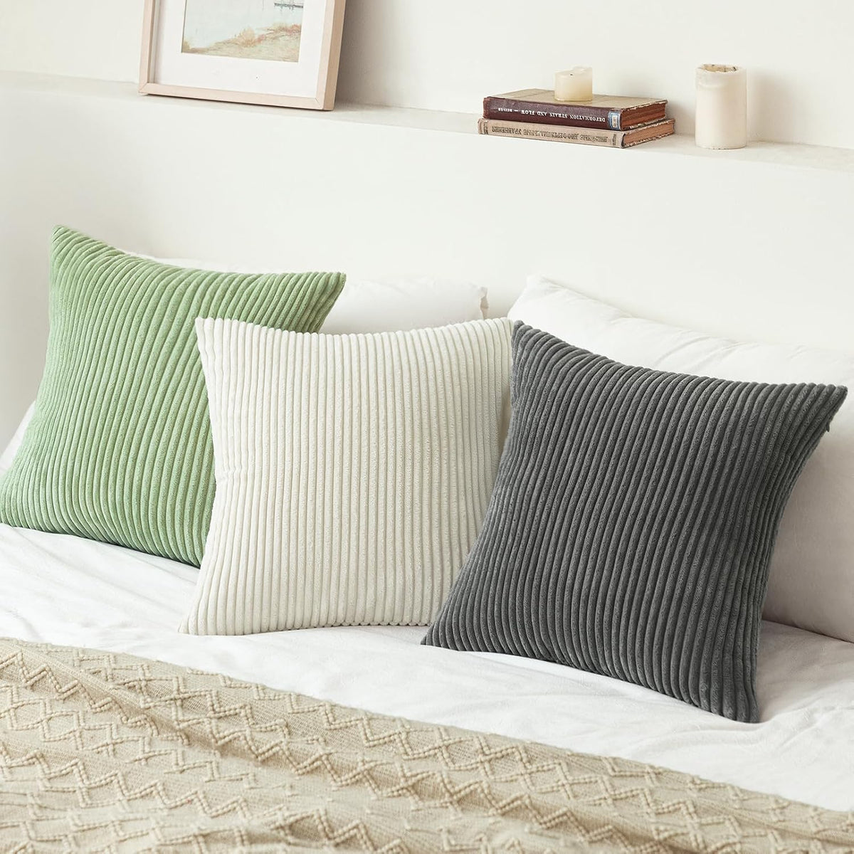 18"L x 18"W corduroy throw pillow accessories in Sage, alternate view 7