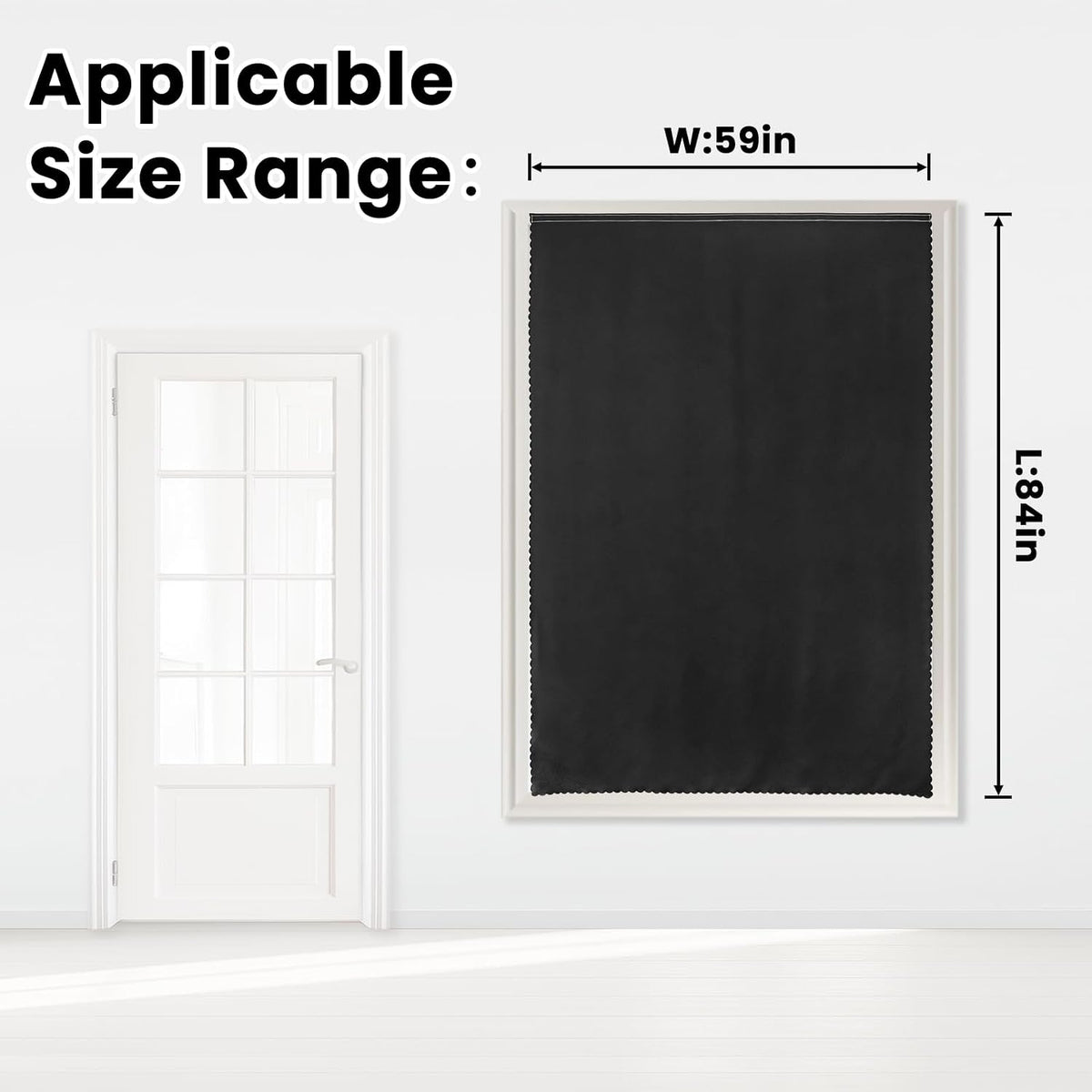 84"L x 59"W polyester curtains in Black, alternate view 7