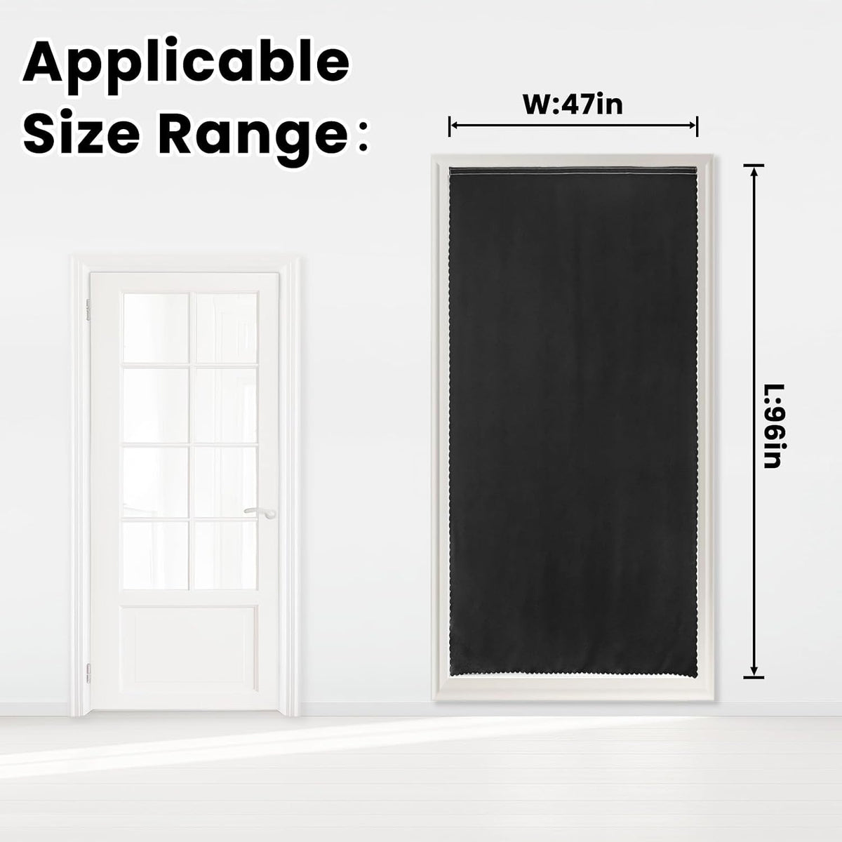96"L x 47"W polyester curtains in Black, alternate view 7