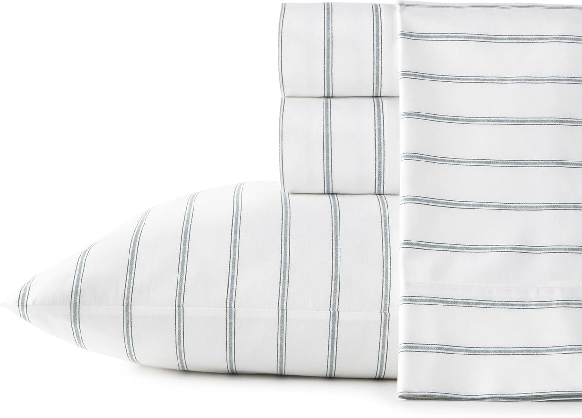 Queen cotton bedding sets in Trenton Stripe Green