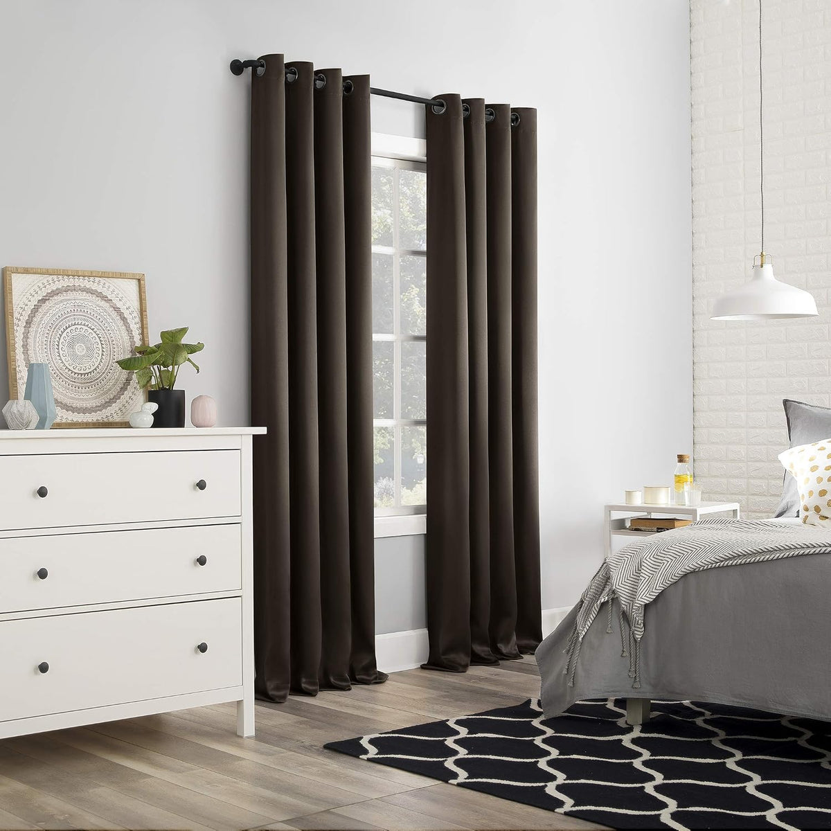 108"L x 52"W metal curtains in Cocoa Brown, alternate view 6