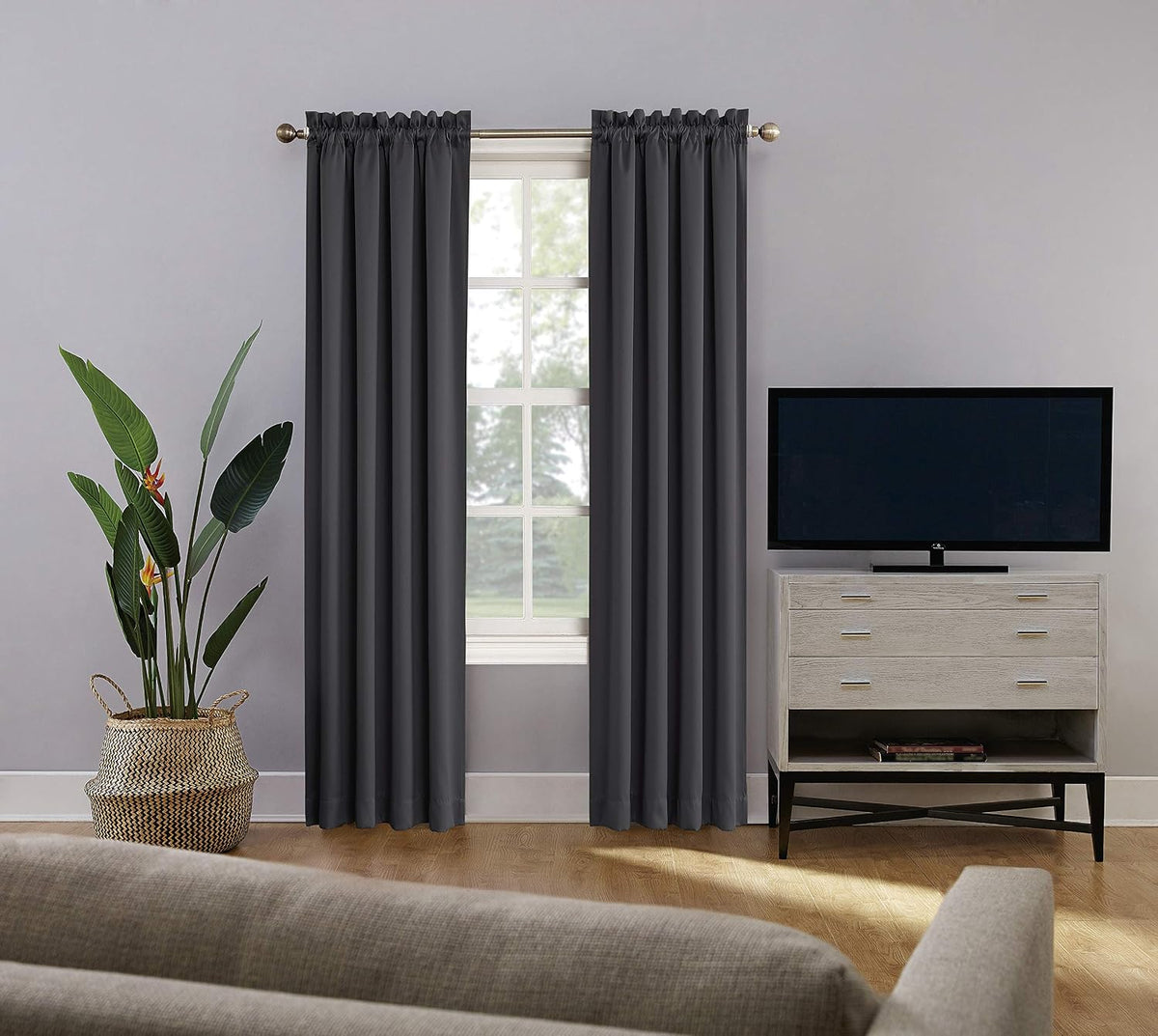63"L x 52"W polyester curtains in Coal Gray, alternate view 8