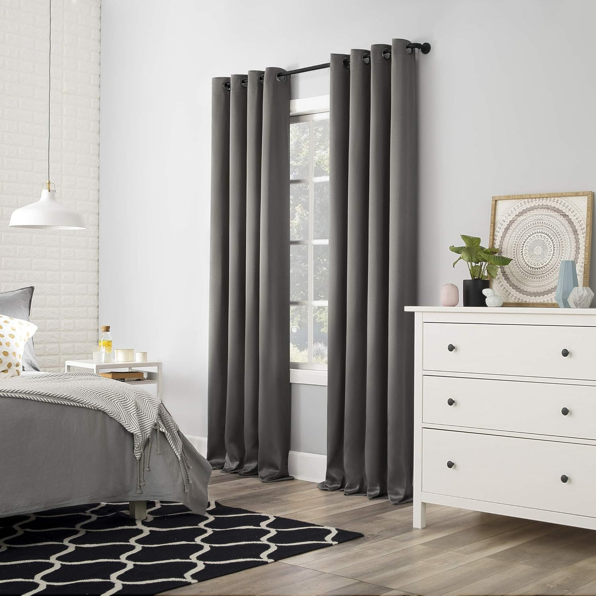 63"L x 52"W polyester curtains in Grey, alternate view 7
