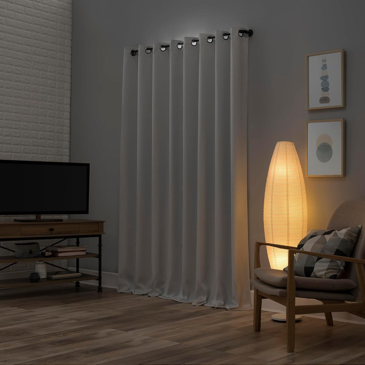 63"L x 52"W polyester curtains in Pearl Off-white, alternate view 2