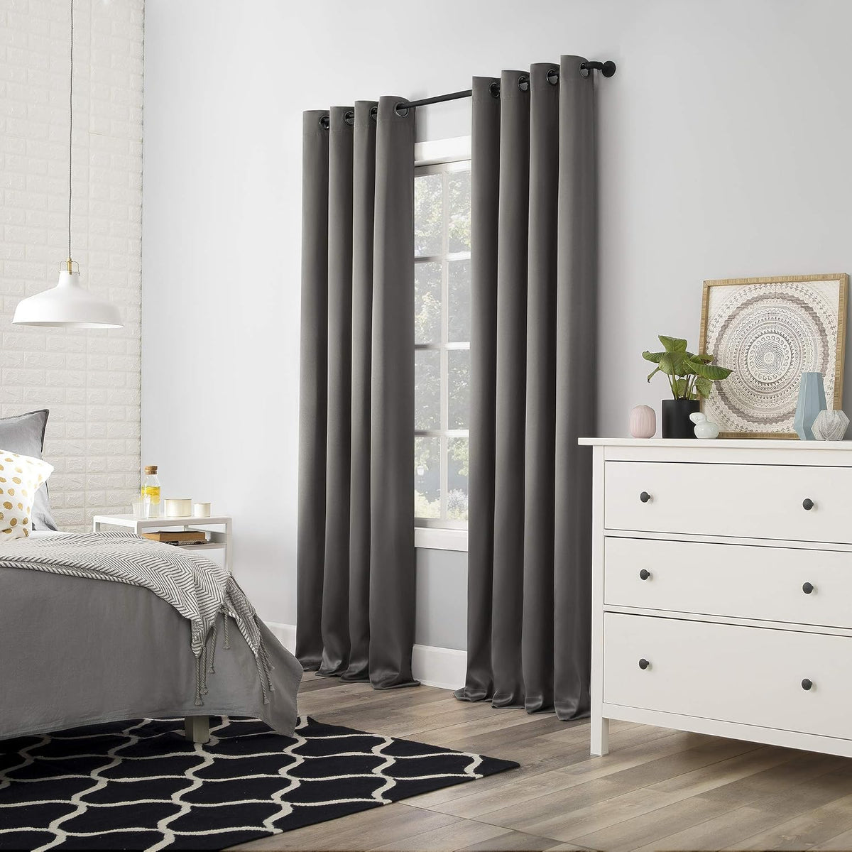84"L x 52"W polyester curtains in Grey, alternate view 7