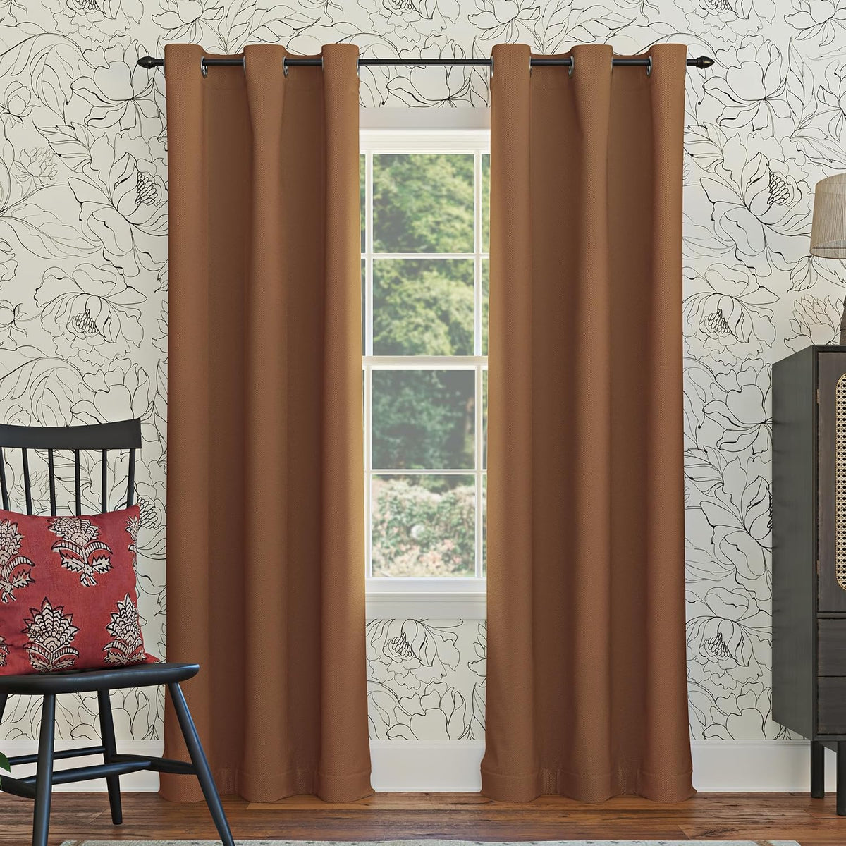 95"L x 40"W polyester curtains in Sunbaked Brown