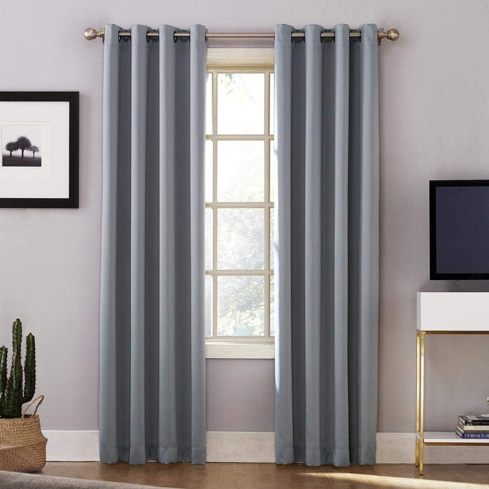 95"L x 52"W polyester curtains in Haze Blue