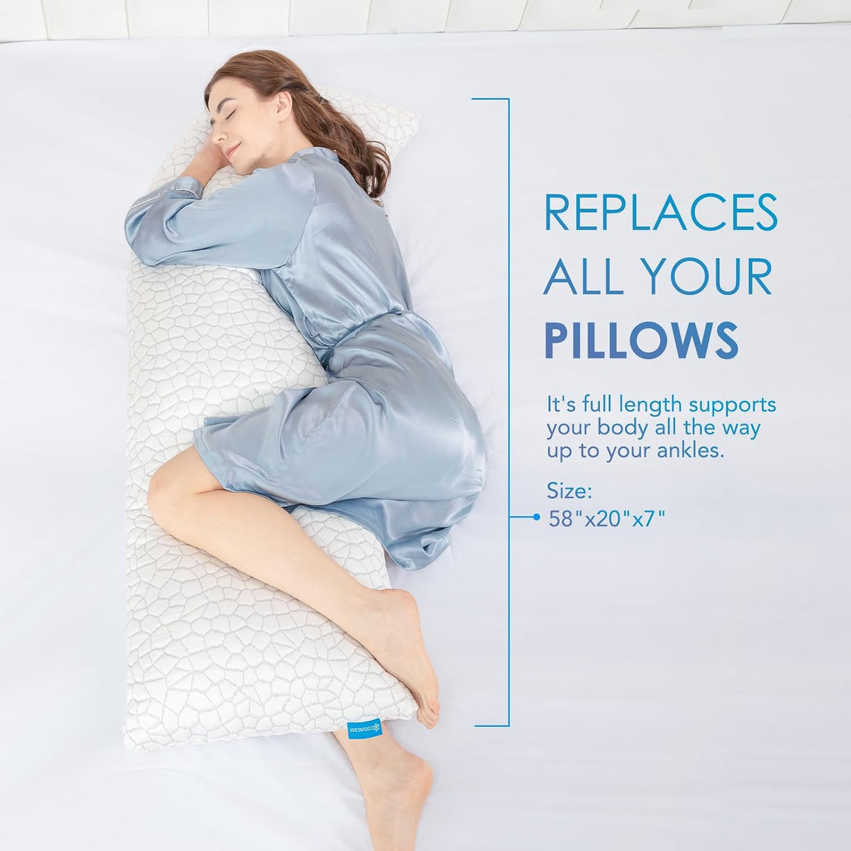 Body Pillow (1 Count) gel memory foam pillows in Original White (Cooling), alternate view 7