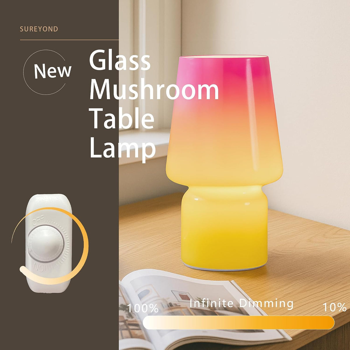 6.4"D x 6.4"W x 10.4"H glass table lamps, alternate view 2