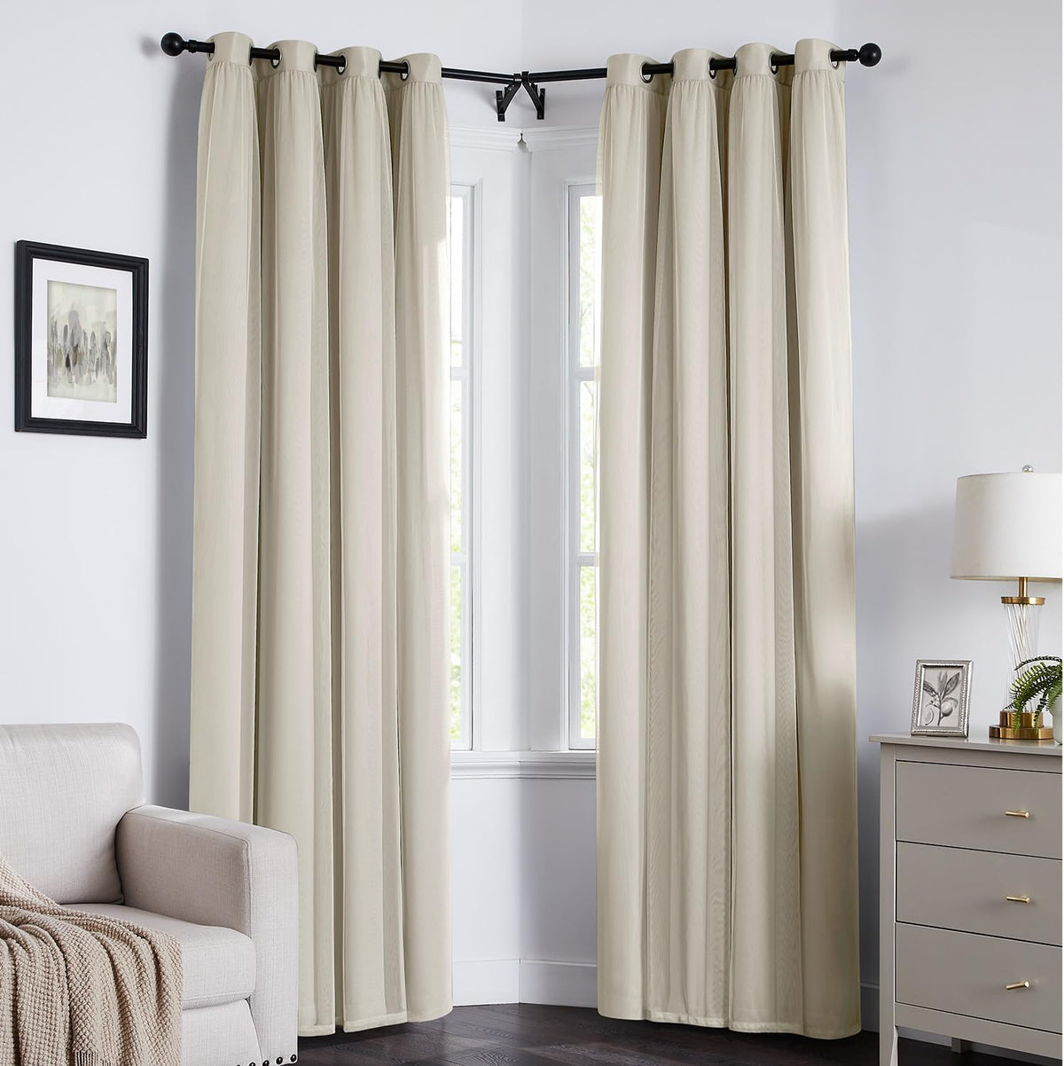 108"L x 52"W polyester curtains in Ivory, alternate view 8