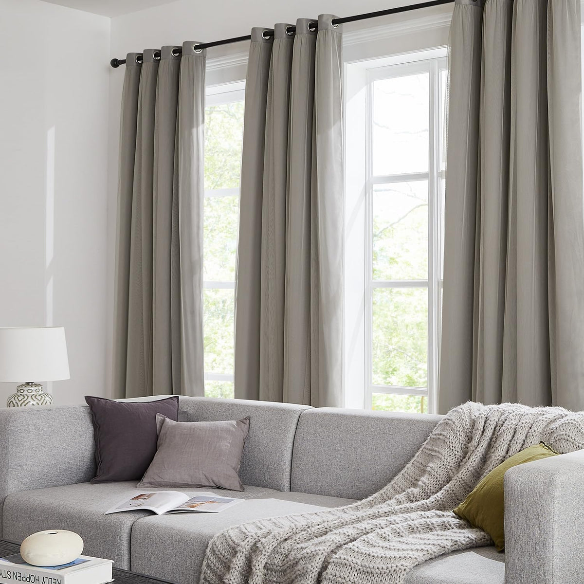 108"L x 52"W polyester curtains in Light Grey, alternate view 9