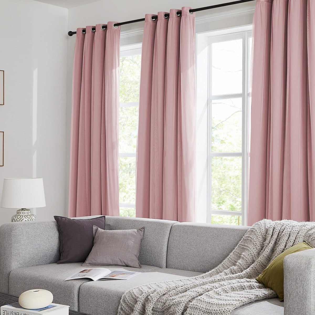 108"L x 52"W polyester curtains in Pink, alternate view 9