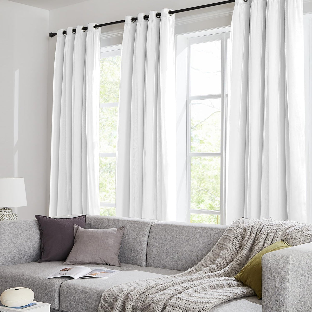 63"L x 52"W polyester curtains in White, alternate view 9