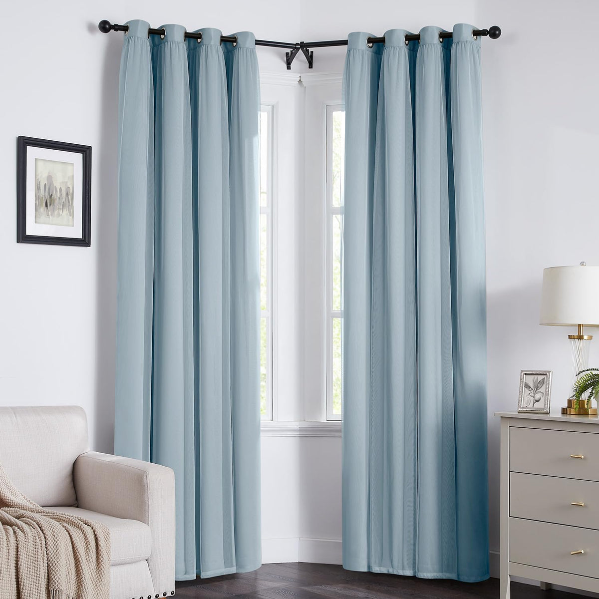 72"L x 52"W polyester curtains in Celestial Blue, alternate view 8