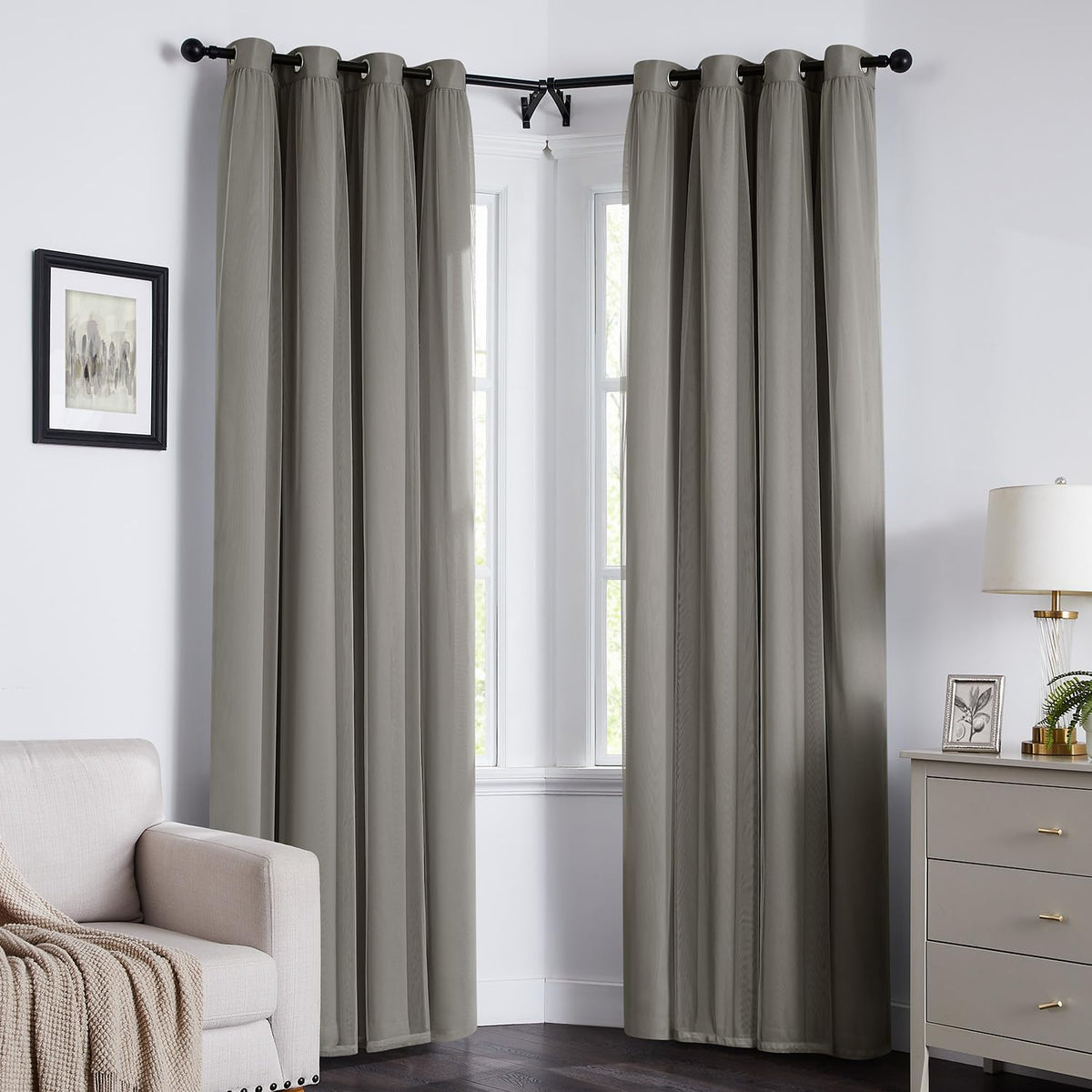 84"L x 52"W polyester curtains in Light Grey, alternate view 8