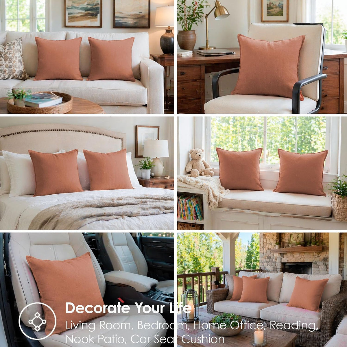 Symplora 22"L x 22"W cotton throw pillow accessories in Amber Brown, alternate view 3