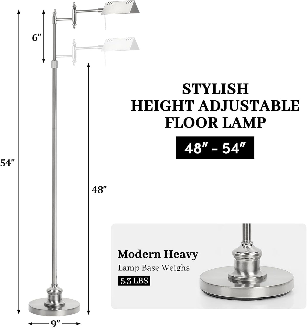 9"D x 9"W x 54"H metal floor lamps, alternate view 6