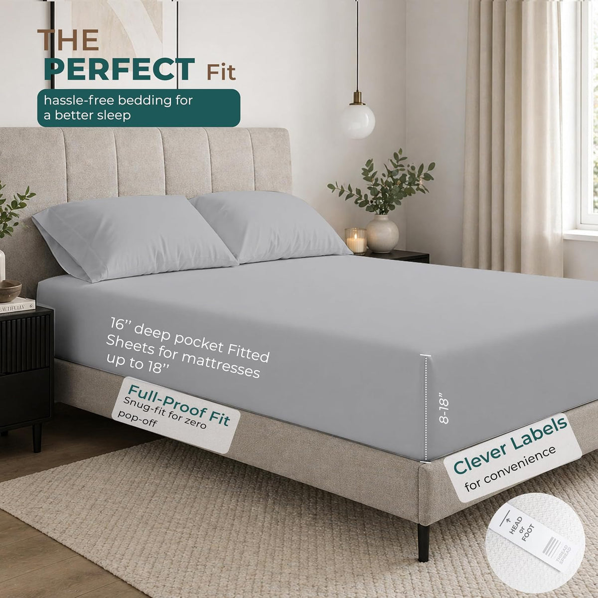 California King cotton bedding sets in Light Grey, alternate view 4