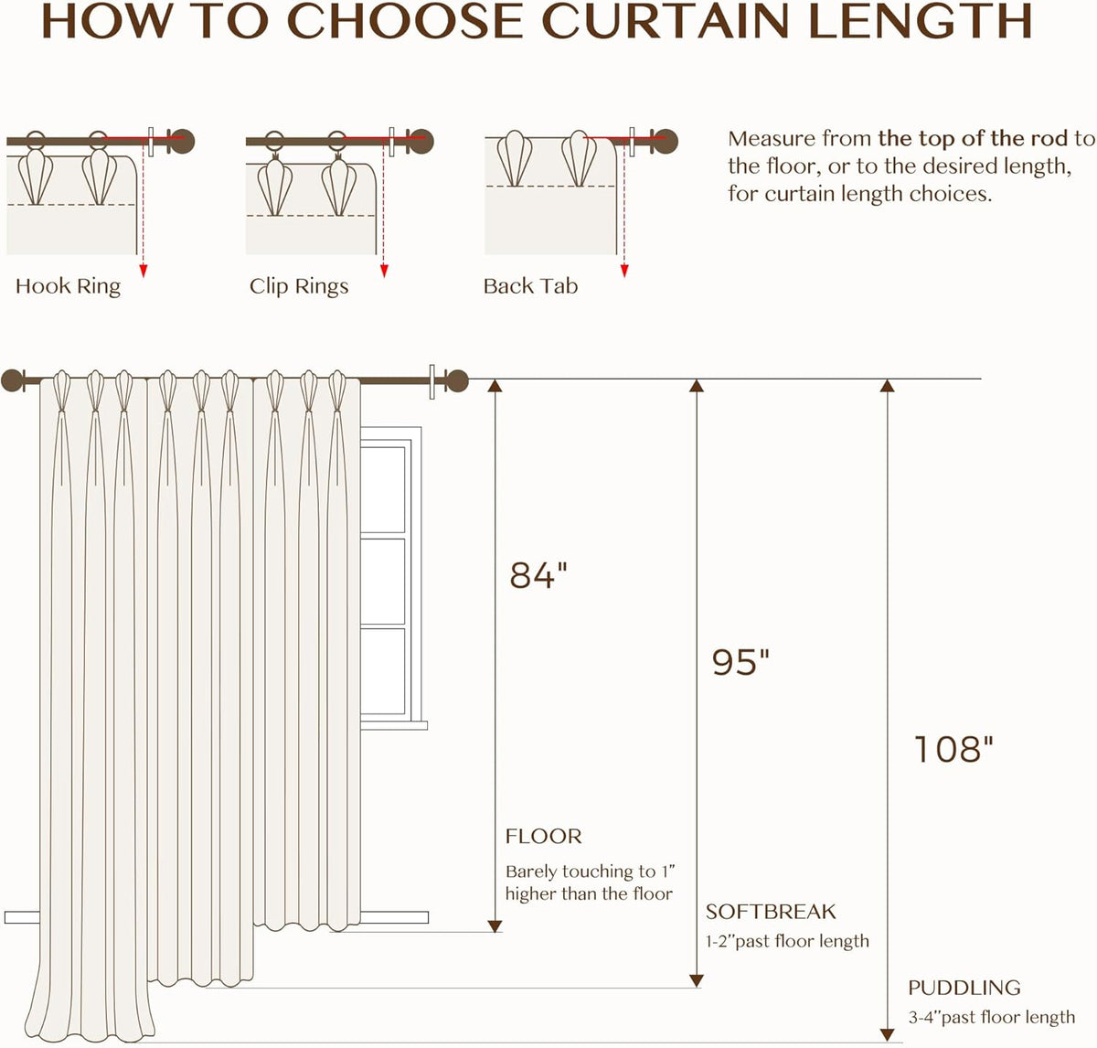 108"L x 40"W linen curtains in Brown, alternate view 9