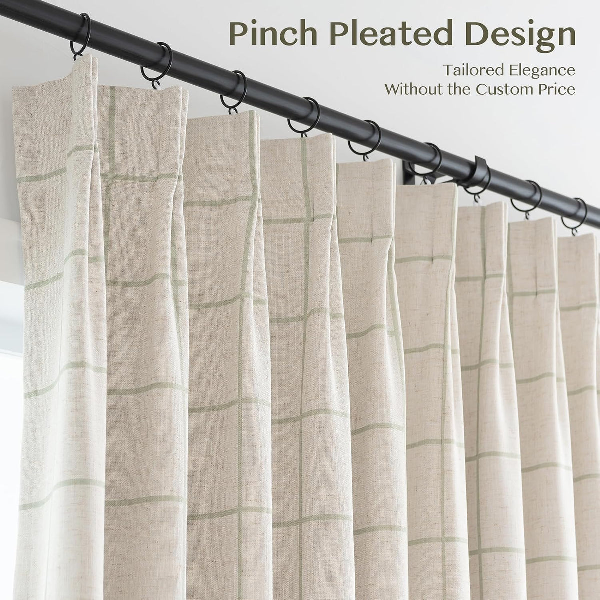 120"L x 40"W linen curtains in Green, alternate view 6