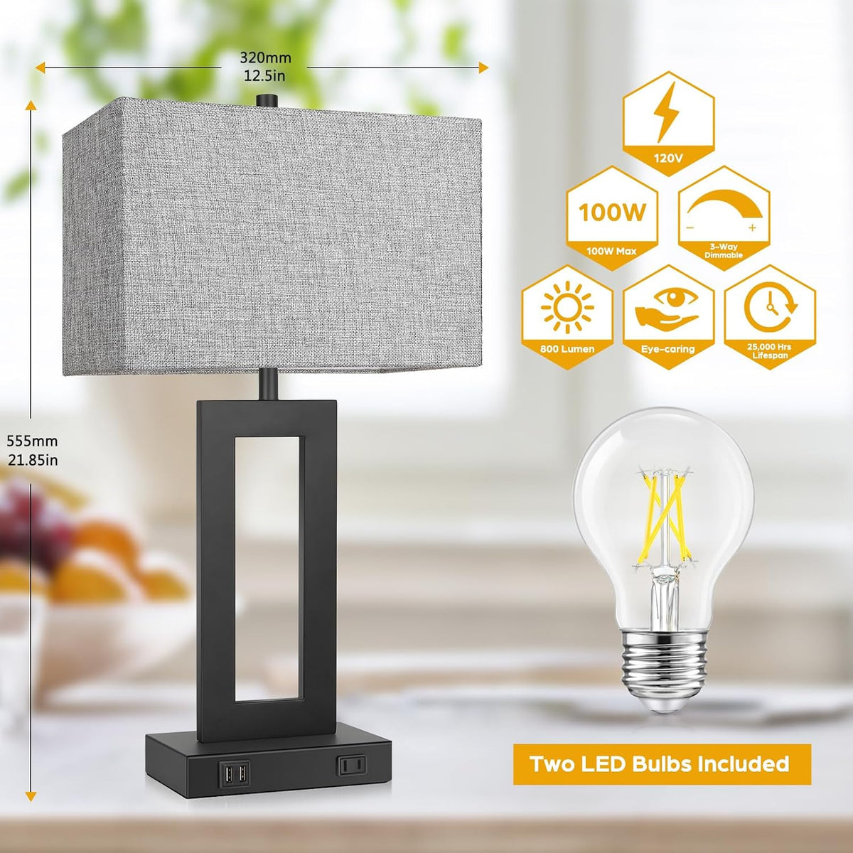 12.5"D x 6.8"W x 22"H metal table lamps, alternate view 3