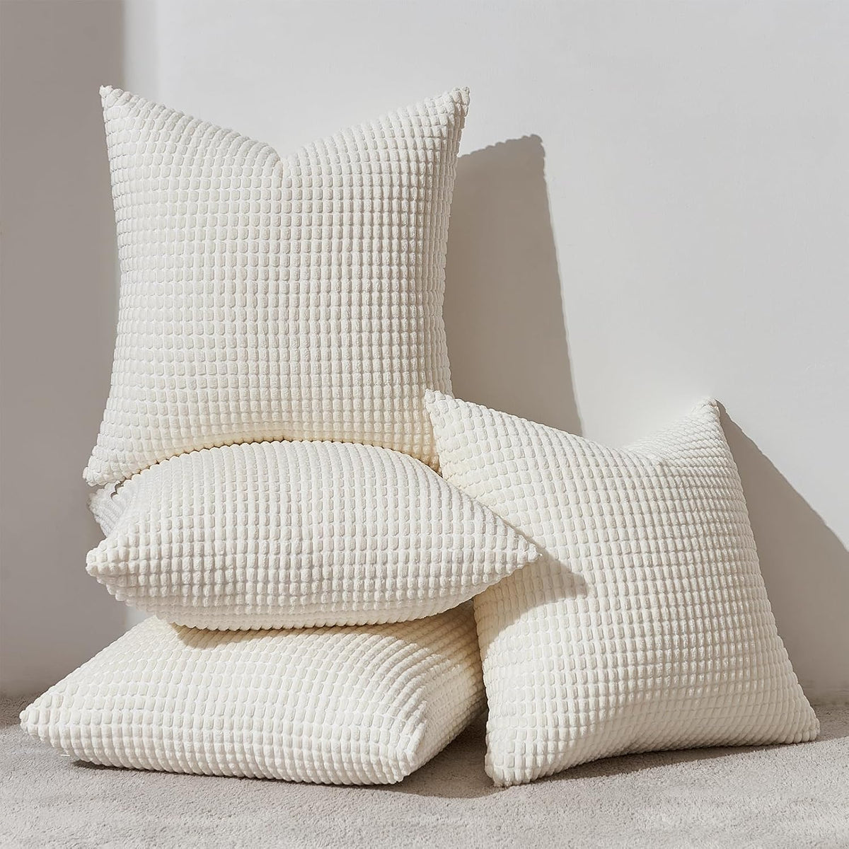 16"L x 16"W corduroy throw pillow accessories in Cream