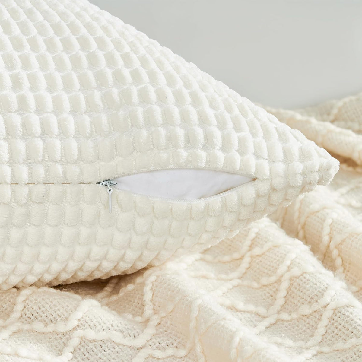 16"L x 16"W corduroy throw pillow accessories in Cream, alternate view 6
