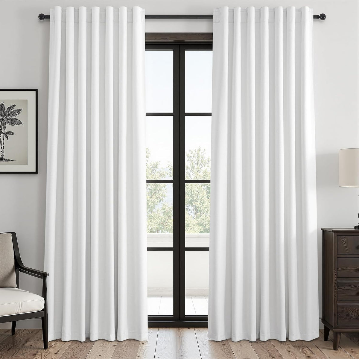 90"L x 52"W linen curtains in Cream White