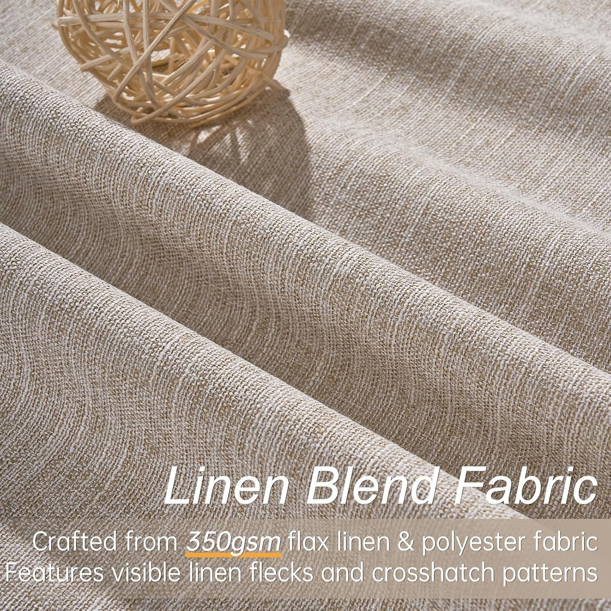 96"L x 52"W linen curtains, alternate view 3
