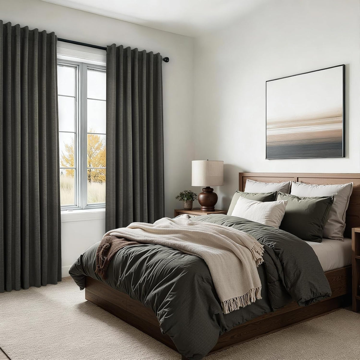 96"L x 52"W linen curtains in Carbon Grey, alternate view 3