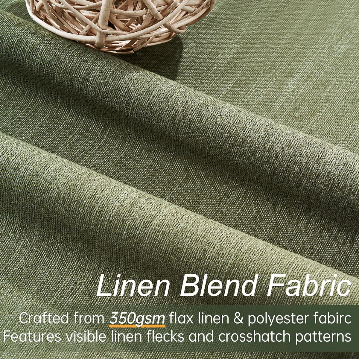 96"L x 52"W linen curtains in Olive Green, alternate view 3