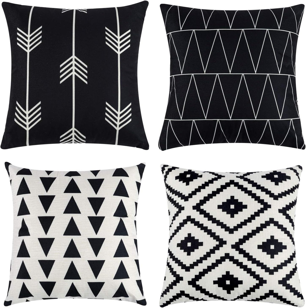 16"L x 16"W cotton throw pillow accessories in Black