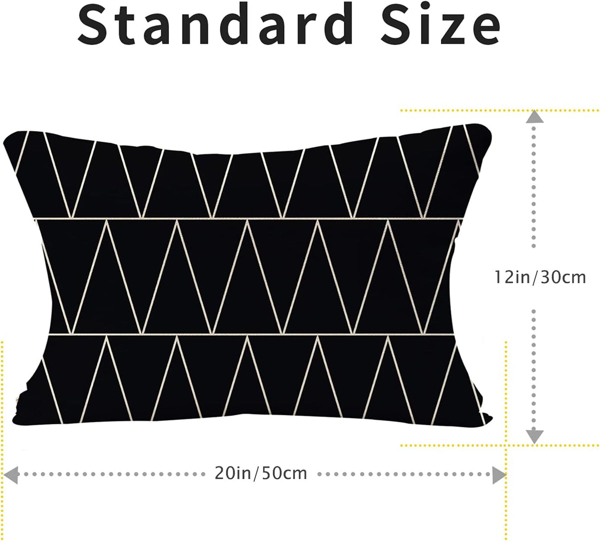 20"L x 12"W cotton throw pillow accessories in Black, alternate view 2
