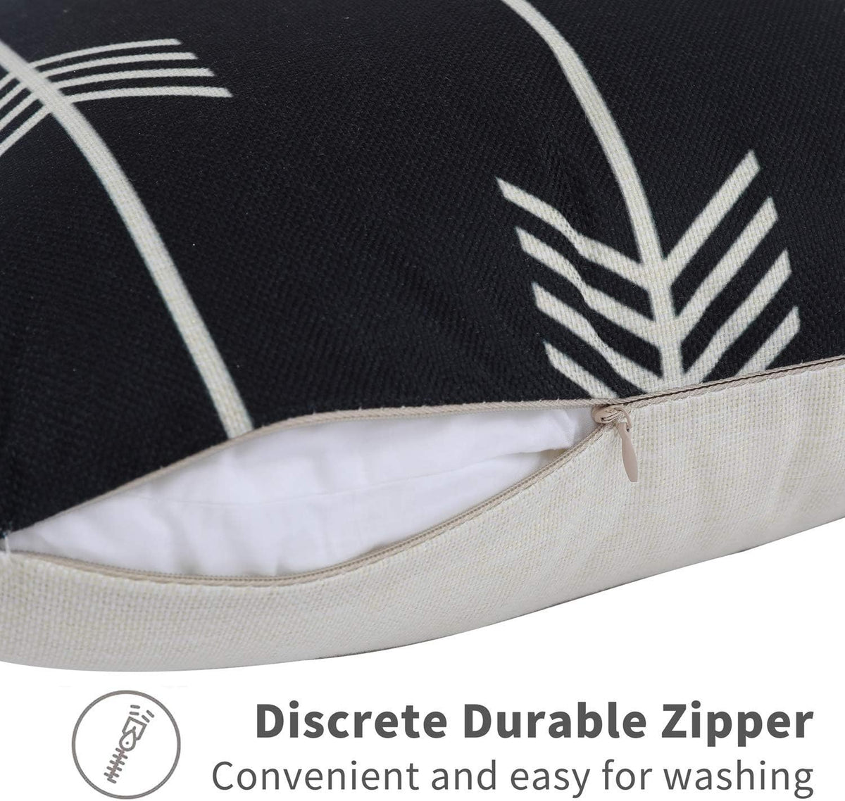 20"L x 12"W cotton throw pillow accessories in Black, alternate view 4