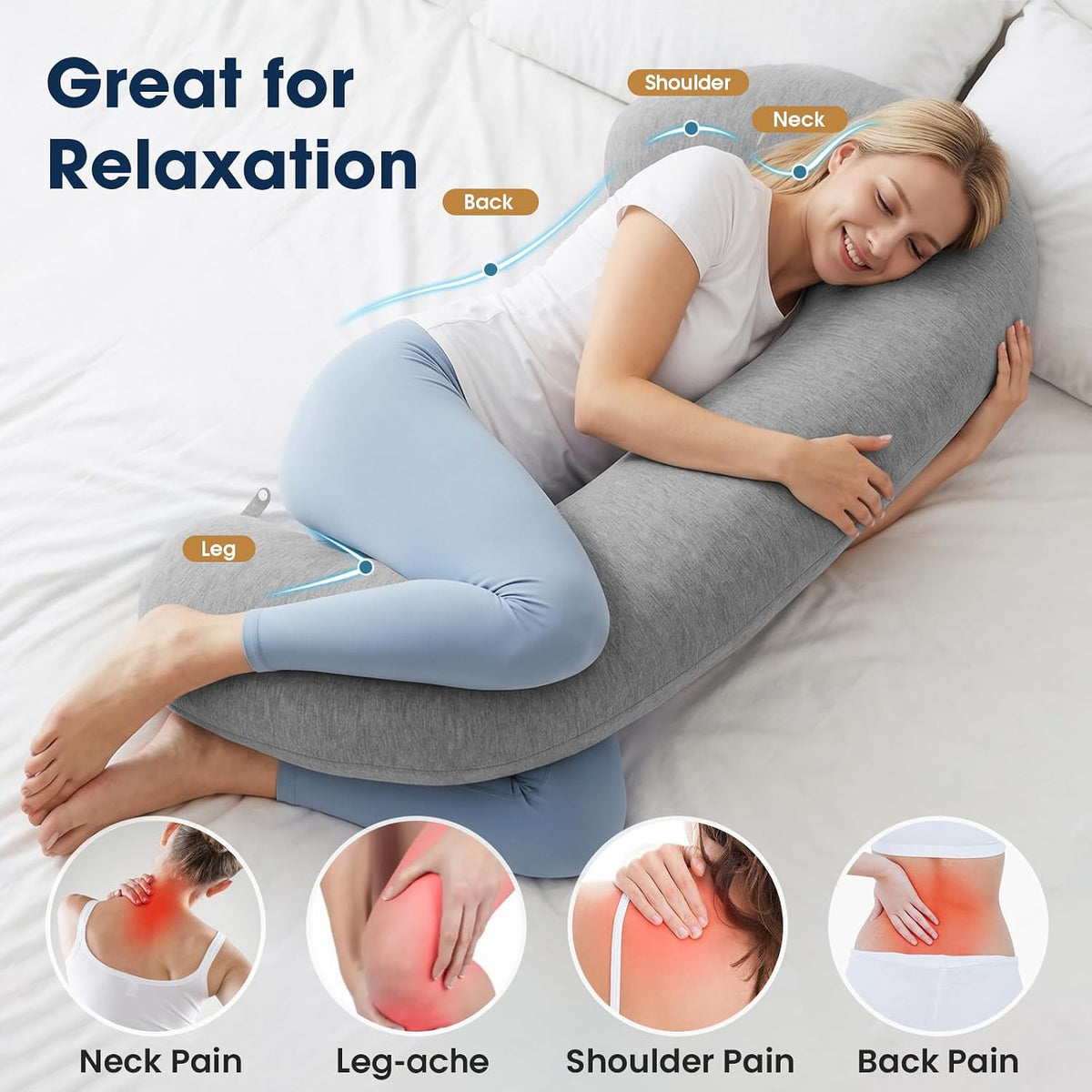 35*10 in memory foam knee & leg pillows in Grey, alternate view 3