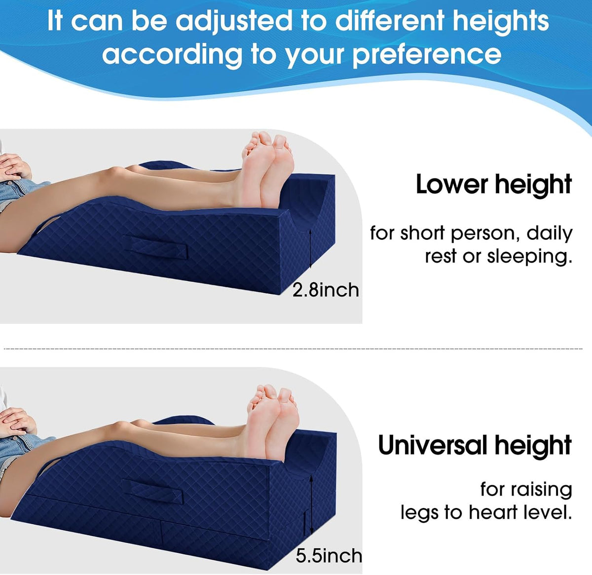 Double Leg memory foam knee & leg pillows in Full Blue, alternate view 7
