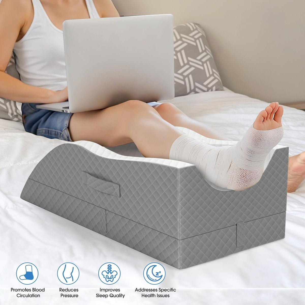 Double Leg memory foam knee & leg pillows in Grey, alternate view 6