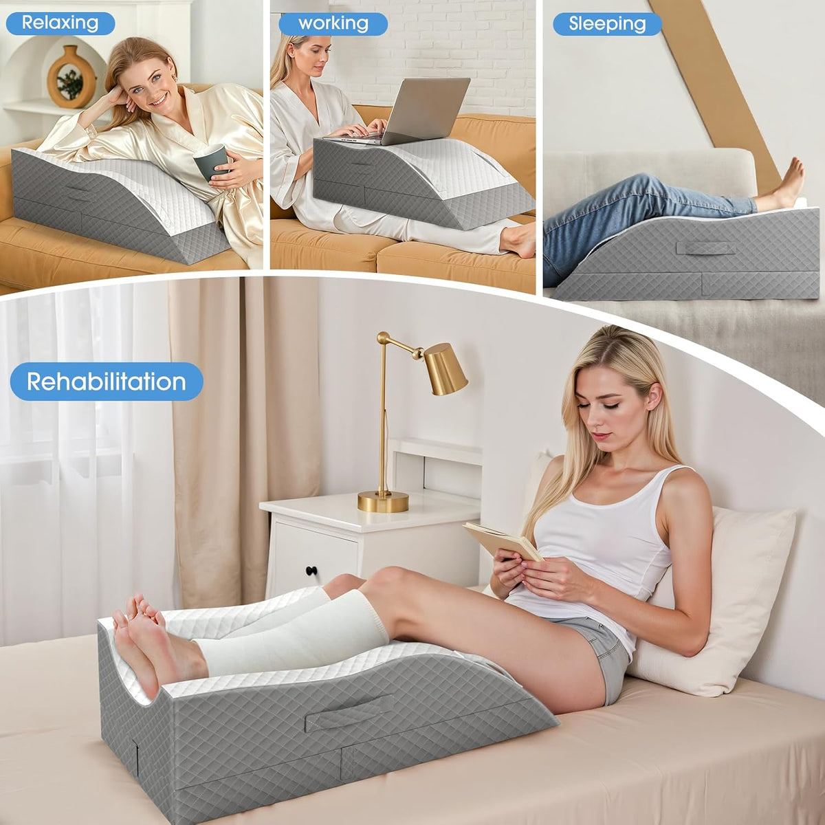 Single Leg memory foam knee & leg pillows in Grey, alternate view 3