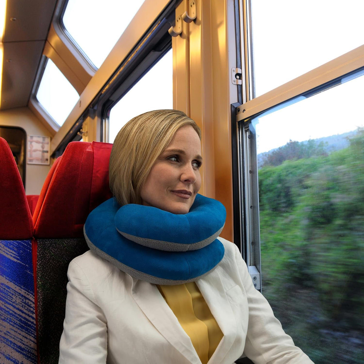 One Size polyester neck & cervical pillows in Cobalt/Gray, alternate view 2
